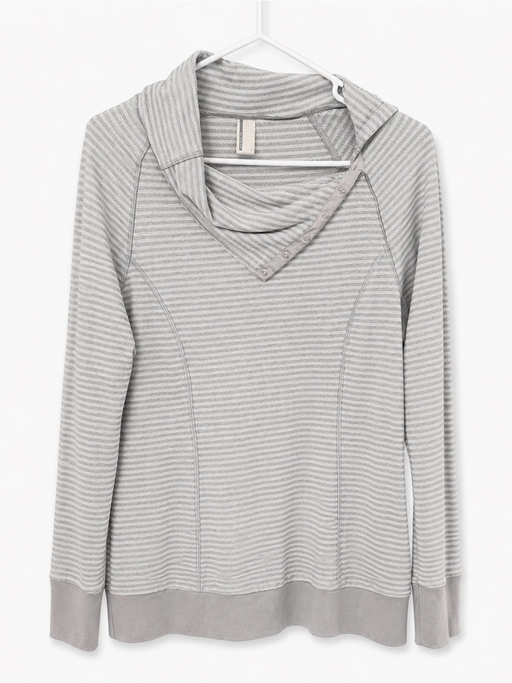 Mondetta Light Gray Striped Cowl Neck Sweater